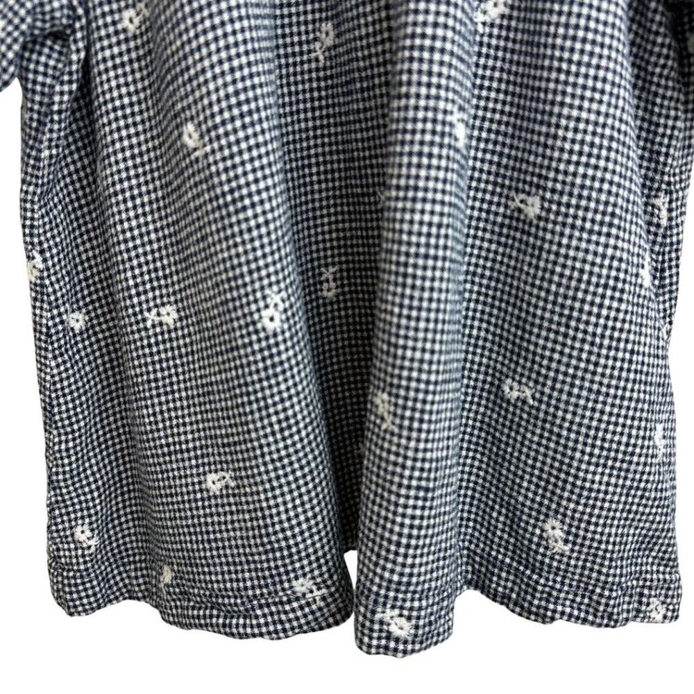 Madewell Embroidered Gingham Shirred Puff-Sleeve Top M - Picture 8 of 12